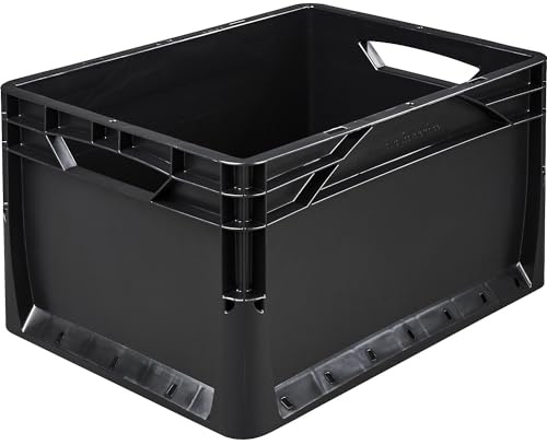 Kaiser + Kraft Euronormbehälter | Seiten und Boden geschlossen, Außen-LxB 400 x 300 mm, Volumen 20 l, schwarz