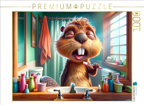 CALVENDO Puzzle Zähneputzen im Halbschlaf: EIN Morgenritual in Trance | 1000 Teile Lege-Größe 64 x 48 cm Foto-Puzzle für glückliche Stunden