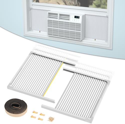 Air Jade 2 Stück Fensterklimaanlage Seitenwände mit Rahmen, Verstellbare AC Seitenwände für 14.000 bis 22.000 BTU Fenster AC Einheiten, Extra Breite Fenster Klimaanlage Panels und Rahmen Kit