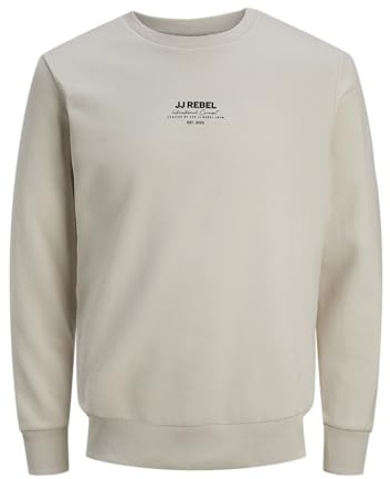 JJ Rebel Herren Jreblino Crew Neck Sweatshirt, Moonbeam, XS EU