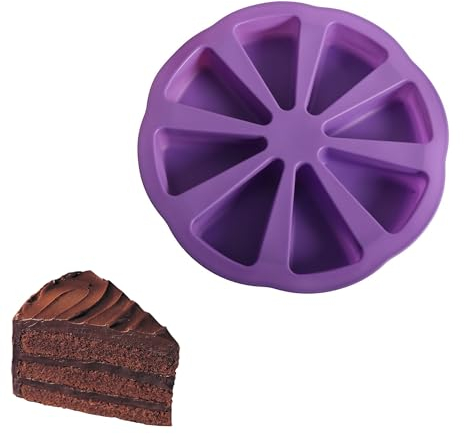 Tinkber Silikon-Dreiecks-Kuchenform, 8 Stück, Antihaft, Lila, 29 x 4 cm, für Kuchen, Scones, Mousse & mehr