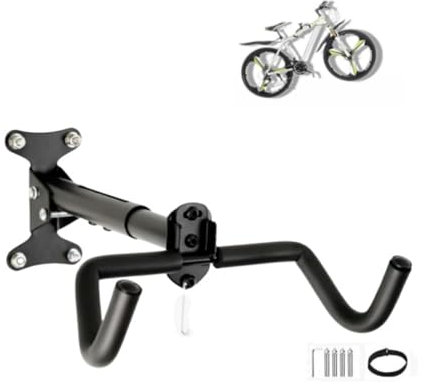 MEETOZ Heavy Duty Bike Wall Mounted Holder Hook, Bicycle Wall Mount Hanger, Cycle Wall Mounted Bike Rack, Bike Wall Rack, Adjustable length and Foldable with Foam Padded Protective Frame