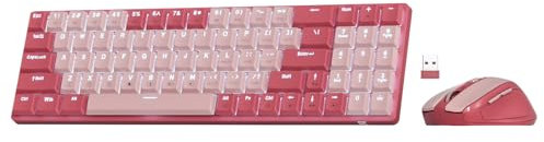 Redragon BS8772 Wireless Gaming Keyboard and Mouse Combo, 75% 78 Keys 2.4Ghz Wireless Low-Profile Mechanical Keyboard w/Single Blue Blacklight, 2400 DPI Ergonomic Mouse