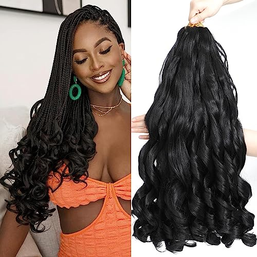 ZIYANGBABA French Curl Braiding Hair 22 Inch 8 Packs Curly Braiding Hair Pre Stretched Crochet Braids extensions for braiding (1B#, 22 Inch (Pack of 8))