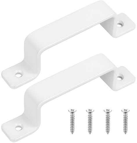 HAOCHEN Vintage Cast Iron Door Handles, Set of 2, White, Perfect for Outdoor Spaces, Garage, Wardrobe & Indoor Areas (100X160MM)