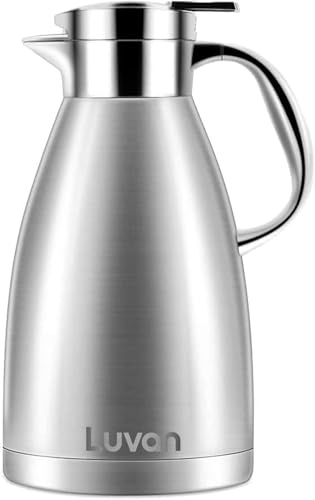 Luvan 1,8L Thermoskanne 304 Edelstahl Kaffee Isolierkanne 12h heiß und 24h kalt Doppelwandige Vakuumisolierte Thermoskanne Isolierung Teekanne für Saft Tee Kaffee