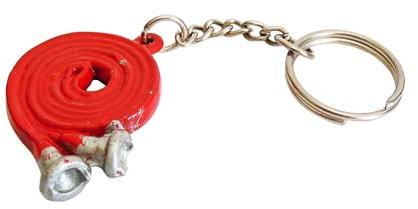 Odenwälder Lebensmittel Hochwertiger Feuerwehr Schlüsselanhänger - Robuster Metallanhänger - Feuerwehrhelm und andere Motive - tolles Geschenk für Männer und Jungs (Feuerwehr-Schlauch)