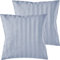 Pure Label 2er Set Mako Satin Damast Streifen Kissenbezüge 40x40 cm aus 100% Baumwolle in hellblau| Traumhaft weiche Deko Kissen passend zu unseren Bettwäsche Sets