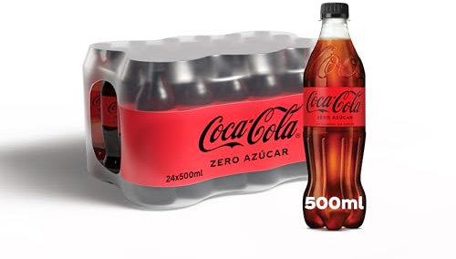 Coca-Cola Zero Azúcar,Refresco de Cola sin Azúcar - Pack 24 botellas de 500 ml