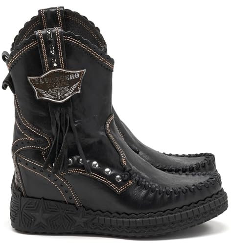 EL VAQUERO Stivaletto Indianino Ezra nero in pelle con zeppa interna - EZRA DISTRESS NULL - Taglia 38