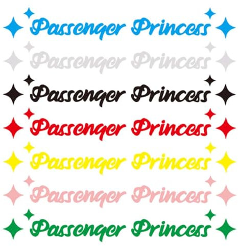 8 Stück Passenger Princess Sticker, auto sticker, instagram aufkleber auto, passenger princess, Beifahrer Prinzessin Aufkleber, Fenster Rückspiegel Dekoration