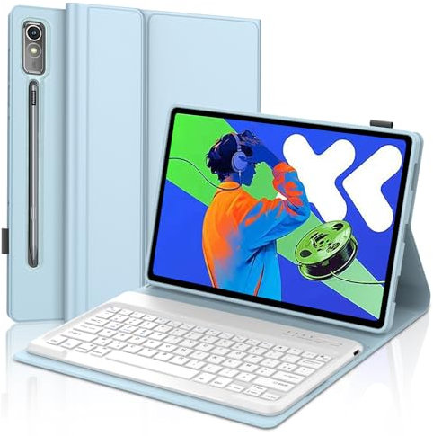 JADEMALL Tastiera per Lenovo Idea Tab Pro 12.7 2025 Custodia, Italiana QWERTY Tastiera Wireless Bluetooth per Lenovo Idea Tab Pro 12.7 2025, Blu Cielo