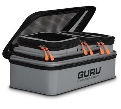 Korda Guru Fusion Ventilator Combo 5, vier EVA-Köderboxen, perforierte Netzdeckel, stapelbar, Cool Fresh Bait Storage, 100, 200, 250, 350, Code GLG049