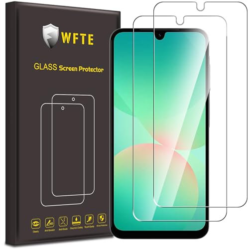 WFTE [Lot de 2 Verre Trempé pour Samsung Galaxy A26 5G, 0,26mm Film de Protection D'écran avec Haute Transparence à 99%, Anti-trace Protecteur avec Dureté 9H Glass pour Samsung A26