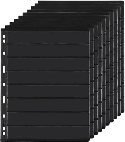 10 Hojas de páginas para álbumes de Sellos Postales, 8 Bolsillos, 7,7 x 1,18 Pulgadas, Insertos para colección de Sellos, Fundas para Carpeta de colección de Sellos IS010810