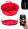 Molde de silicona para freidora de aire 22 cm + Separador de alimentos + Recetario con QR – Bandeja redonda para Airfryer sin aceite – Compatible con Cosori 5.5L - 6.4L y Cecotec 5.5L y Más.