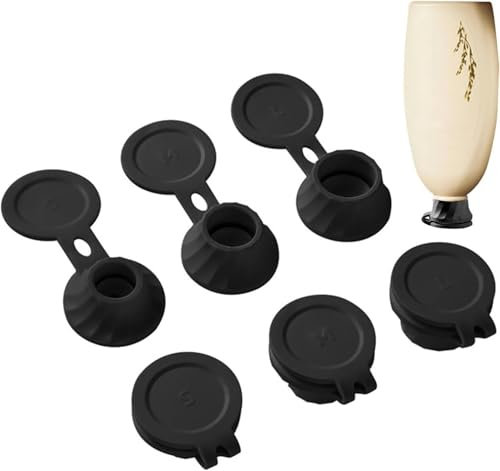 6pcs Bottle Emptying Kit Cap for Upside Down Dispenser Shampoo Lotion, Saver Flipping Set with 3 Sizes Adapter Transfer Connector, Inverted Every Drop Out of Kitchen Condiment, Beauty Supplie (Black)