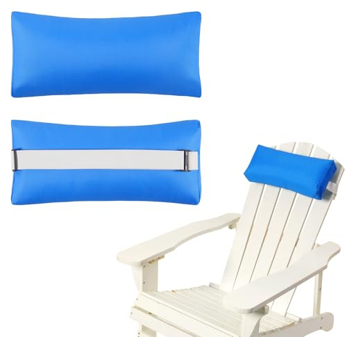 Rasugarlary Kopfkissen für Chaiselongue, 2 Stück, für den Außenbereich, Terrassenkissen mit verstellbarem Riemen, Lounge-Kopfauflage, Kissen für Liege, Strand, Pool, Liege, Bürostuhl, wasserabweisend