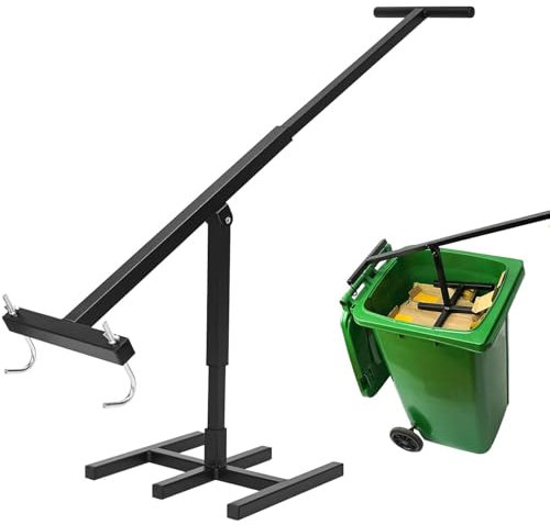 Wheelie Bin Compactor, Manual Rubbish Press General Waste Compactor Outdoor Dustbin Squasher Hand Tool Garden Bin Booster & Recycling Bin Waste 240L, Black