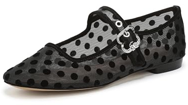 Sam Edelman Womens Michaela, Black Polka Dot Mesh, 11