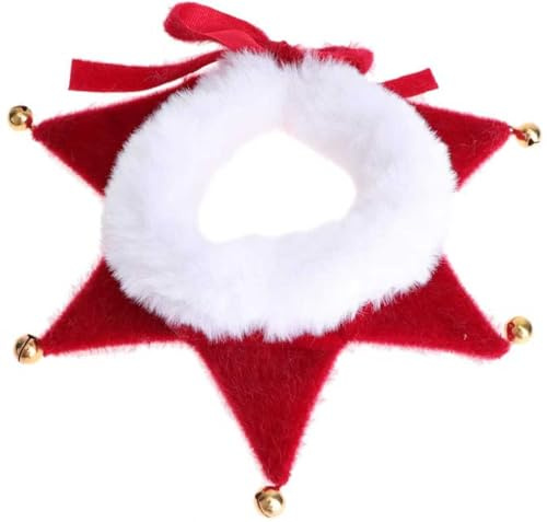 Hundehalstuch Weihnachten, Hundehalsband Weihnachten mit 5 Glöckchen, Verstellbare Katze Hunde Schal, Plüsch Haustier Kostüm Zubehör, Hund Katze Welpen Kätzchen (Rot, M)