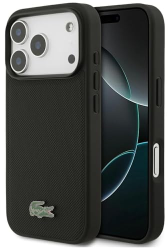 CG MOBILE Lacoste Petit Pique Lack Logo kompatibel mit MagSafe Hülle für iPhone 17 Pro (Schwarz)