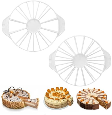 GYYXH 2pcs Cake Divider, Cake Slicer 10/12/14/16 Slices, Double Sided Cake Equal Portion Marker Round for Cutting Cake Bread Mousse Pie (White)