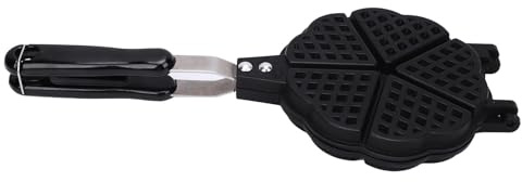 ZAWELIYO Sturdy Mini Heart Shaped Waffle Maker Pan Consistent Golden Waffles for Small Kitchen Picnic Aluminum 6.3x14.2in