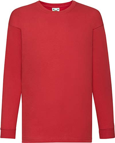 Fruit of the Loom Kids Cotton Value Long Sleeve T Shirt Red 12-13