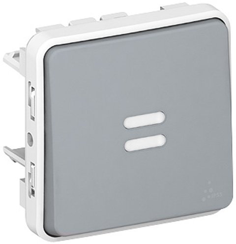 Legrand LEG69927 Plexo - Interruptor pulsador luminoso, color gris