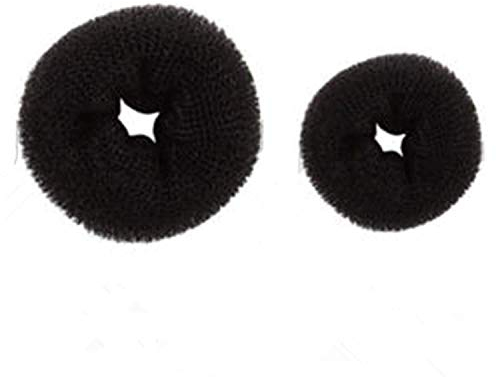 CareforYou® Children Kids Girls Ballet Dance Hair Bun Donut Ring Shaper Hair Styler Maker Doughnut Former Sponge PACK OF 2 SIZES Small & Medium (Black)