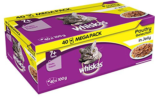 Whiskas Poultry in Jelly Wet Senior 7+ Cat Food Pouches, 40 x 100g