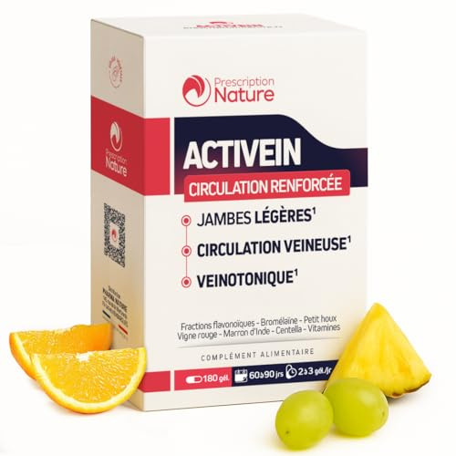 Prescription Nature - ACTIVEIN - Complément Alimentaire pour Soutenir la Circulation - Fabrication Française - 180 Gélules