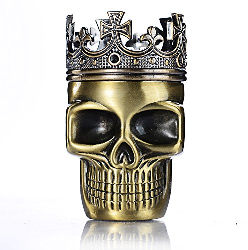 LIHAO Herb Grinder King Skull Ancien roi Crâne Broyeur à pollen pour épices, café, herbe, craeuter, épices (bronze)