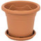 5-er Set Pflanzkübel + Untersetzer Blumenkübel Blumentopf Pflanztopf Rundtopf S - XXL (Braun, 18 cm)
