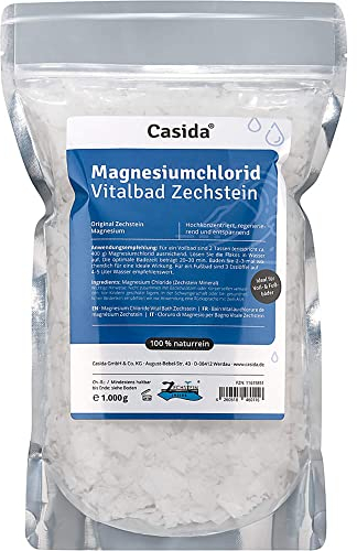 Magnesiumchlorid Vitalbad 1000 g - Original Zechstein Magnesium Flakes, Flocken - rein natürliches Magnesiumchlorid Hexahydrat zum Baden bzw. Fußbad - auch für Magnesiumöl