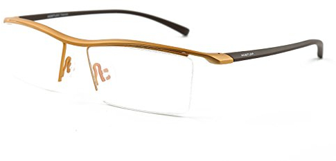 Agstum - Brille für Herren aus reinem Titan, teilweise rahmenlos, optische Brille, klare Gläser, Sportlich, A-8129, Gold, A-8129