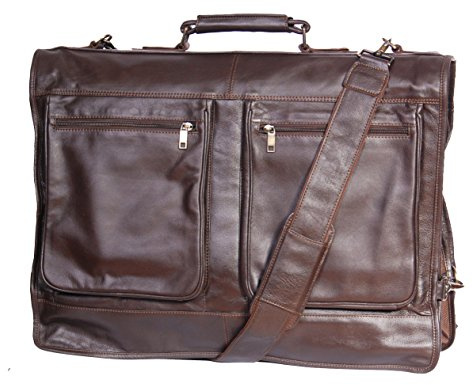 borsa da viaggio in vera pelle, porta abiti, Canico, marrone
