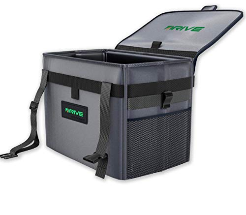 Drive Auto Products Car Bin - XL Rubbish Bins for Stowing and Tidying w/Disposable Liners and Adjustable Black Strap - Car Essentials