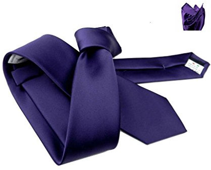 Avantgarde Completo abbinato uomo cravatta e fazzoletto tinta unita prodotto italiano slim e normale tutti i colori (ultra slim 4 cm, viola scuro)