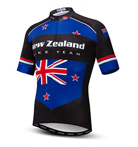 Radtrikot Herren MTB Trikot Reißverschluss Kurzarm Biker Tops Mountain Road Bekleidung Fahrrad Shirts Jacke Sommer Pro Team Rennrad Trikot für Herren Atmungsaktiv Neuseeland Größe L