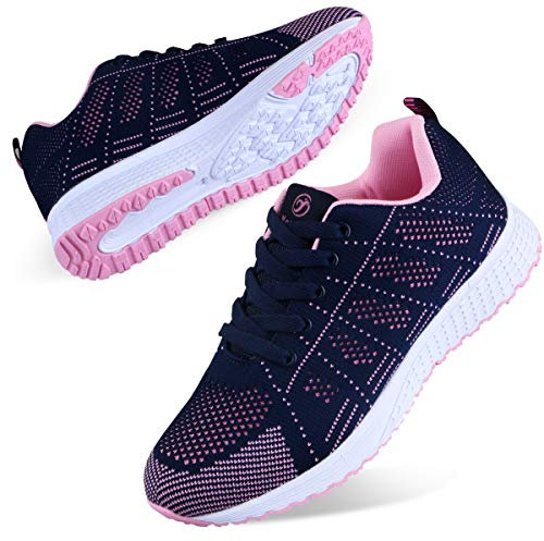 Youecci Femmes Baskets de Courses Running Chaussures de Sport Outdoor D'athlétisme Sports Course Fitness Gym Athlétique Sneaker Rose Bleu 41 EU