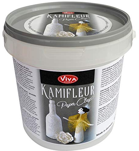 Viva Decor Kamifleur Paper Clay 900 g - lufthärtende, gebrauchsfertige, weiße Modelliermasse für dünnwandiges Modellieren, Made in Germany
