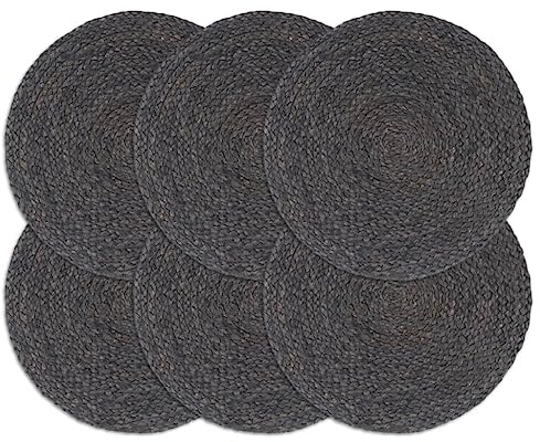 vidaXL 6X Tischset Platzmatte Platzset Platzdeckchen Platzdecke Tischdeko Platzmatten Tischmatte Untersetzer Uni Dunkelgrau 38cm Rund Jute