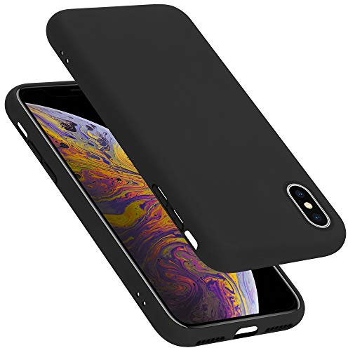 Cadorabo Custodia per Apple iPhone X/XS in Liquid Nero - Morbida Cover Protettiva Sottile di Silicone TPU con Bordo Protezione - Ultra Slim Case Antiurto Gel Back Bumper Guscio