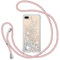 TUUT Handyband für iPhone 7 Plus/8 Plus Hülle mit Band, Glitzer Treibsand Handyhülle mit Kordel zum Umhängen Transparent Stoßfest Schutzhülle mit Kette Schnur, Quicksand Necklace Case in Roségold