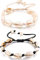 Lot de 2 bracelets de cheville réglables en coquillage naturel avec perles de coquillage pour homme et femme (blanc + noir), 7.8 to 15 inches