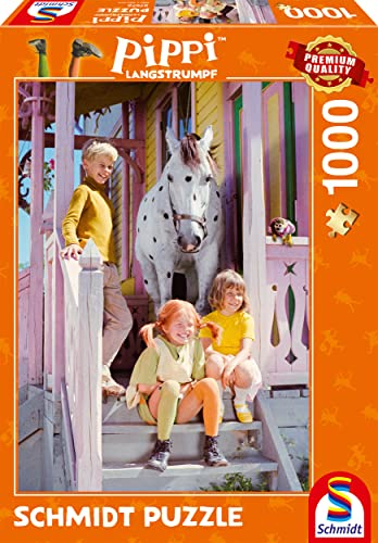 Schmidt Spiele 57572 Pippi Langstrumpf und ihre Freunde, 1000 Teile Puzzle, Normal, [Possible] Rot (Red)