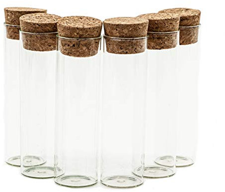 6x Reagenzglas für Shots / Drinks, Shotgläser, Schnapsgläser, Glas-Zylinder mit Korken