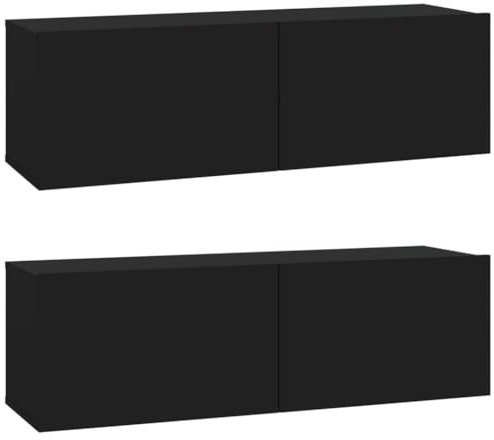 Helloshop26 Meubles TV muraux multimédia étagère télévision Buffet téléviseur Salle à Manger Salon Chambre 2 pièces 100 x 30 x 30 cm Bois d'ingénierie Noir 02_0028899